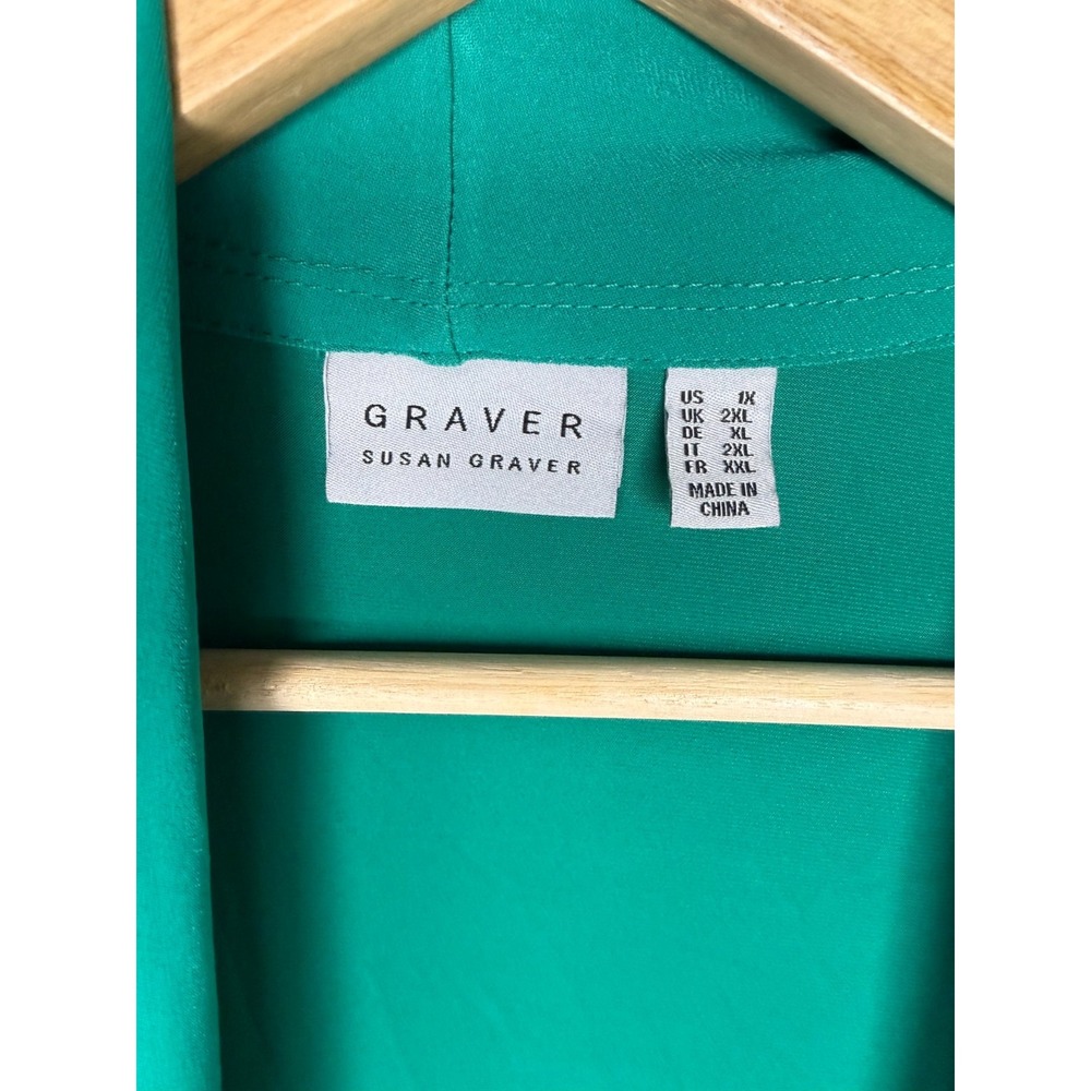 Susan Graver Regular Liquid Knit Tiered Laser Cut Car Dragonfly Jade ,sz 1X #18" - Picture 7 of 11